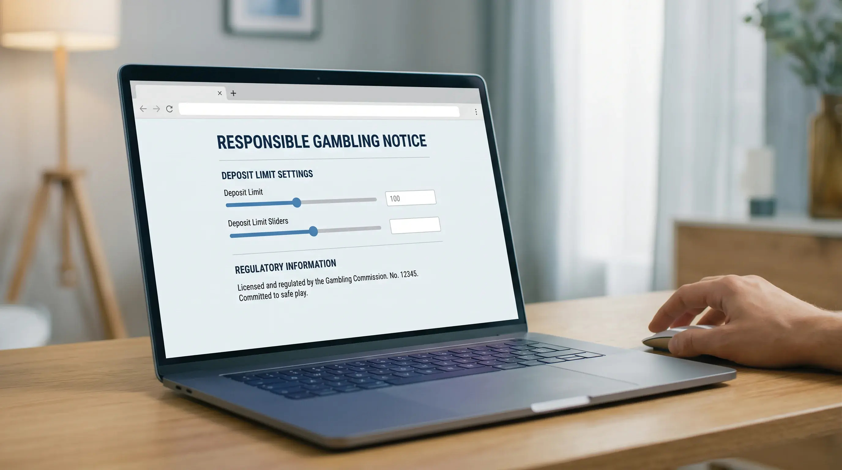UKGC responsible gambling notice about deposit limits on a bookmaker site