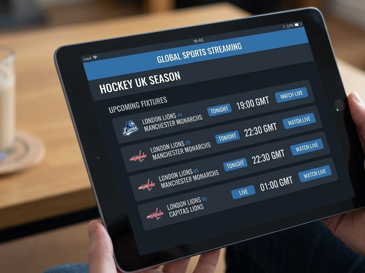 ESPN Player app showing NHL game schedule available for UK streaming subscribers