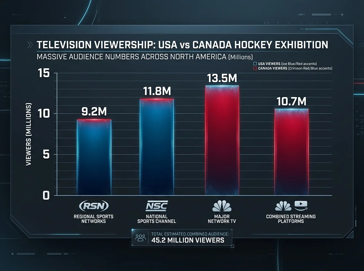 Massive television audience numbers displayed for the USA-Canada hockey exhibition