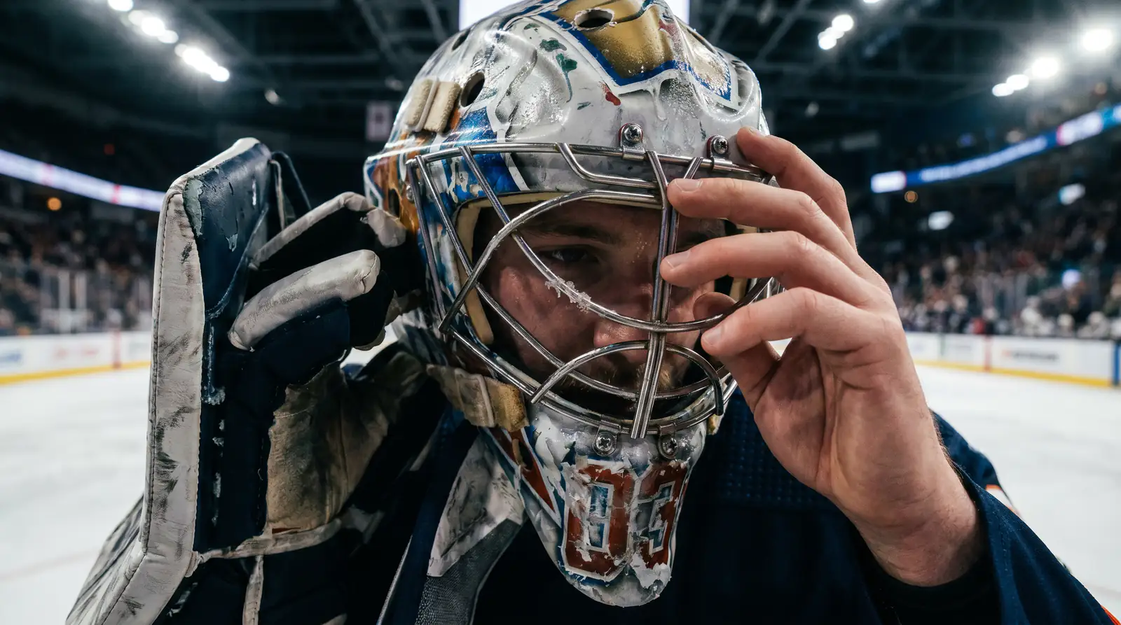 NHL goaltender adjusting mask before a game highlighting starter importance
